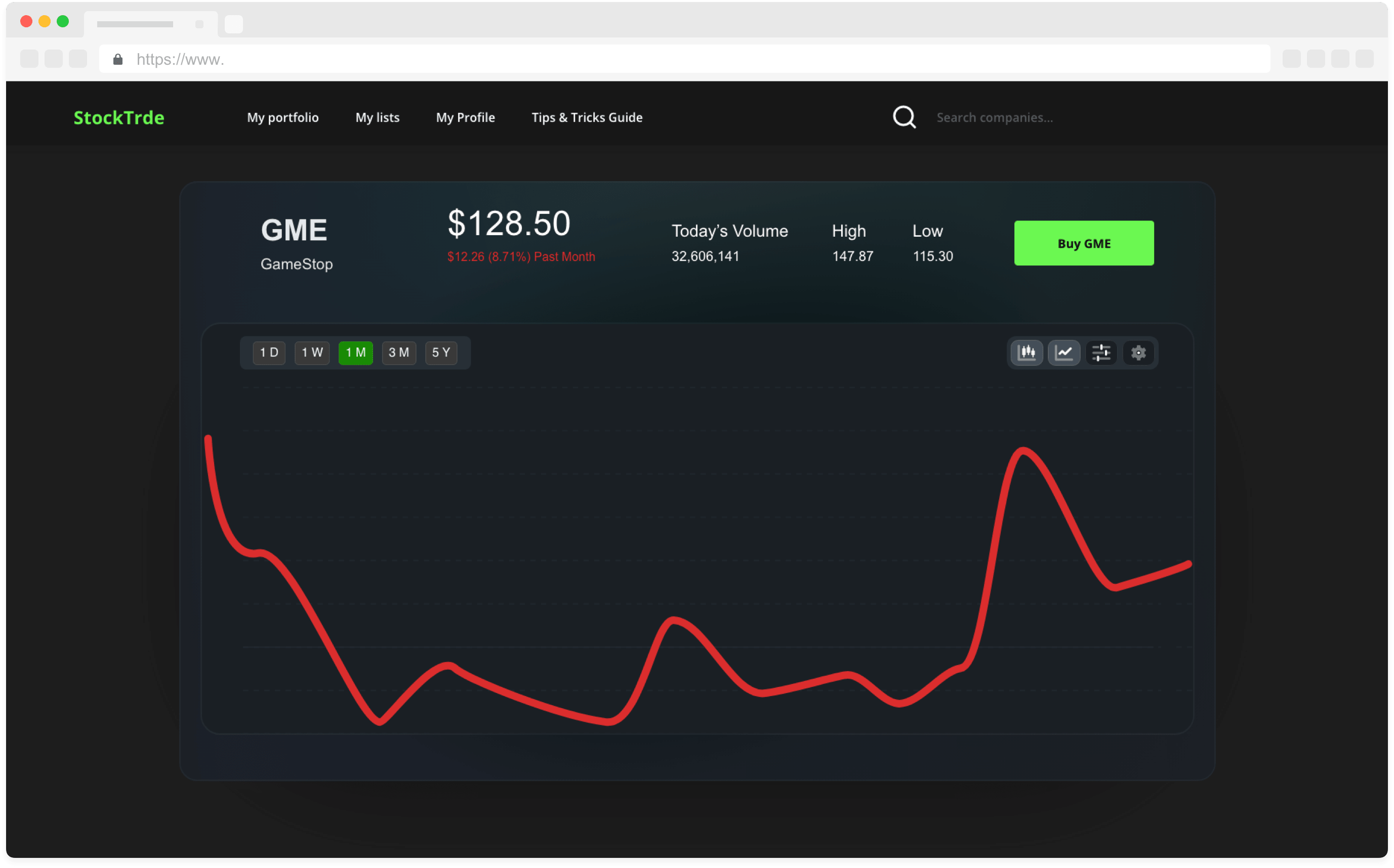 view 1 month stock graph