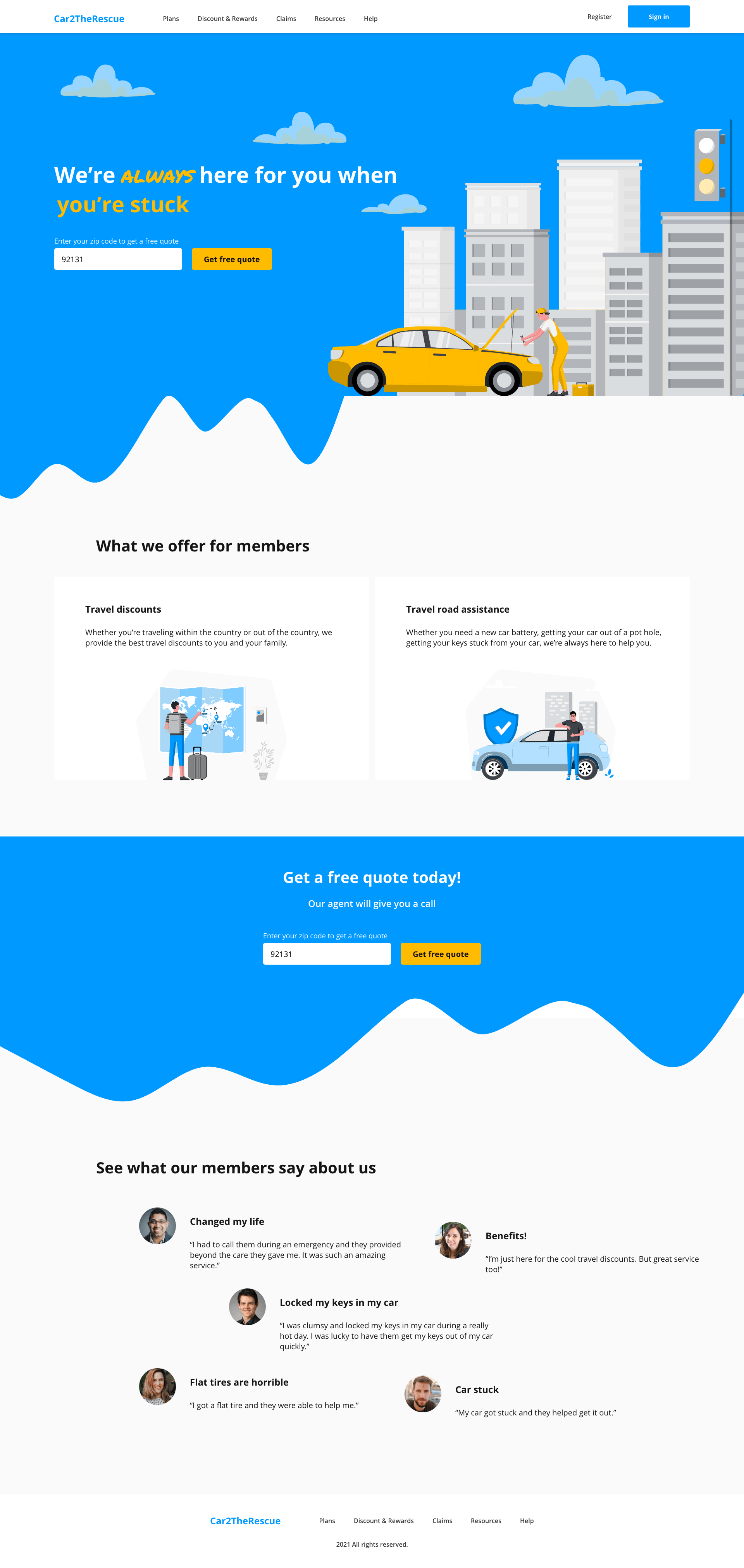 view landing page