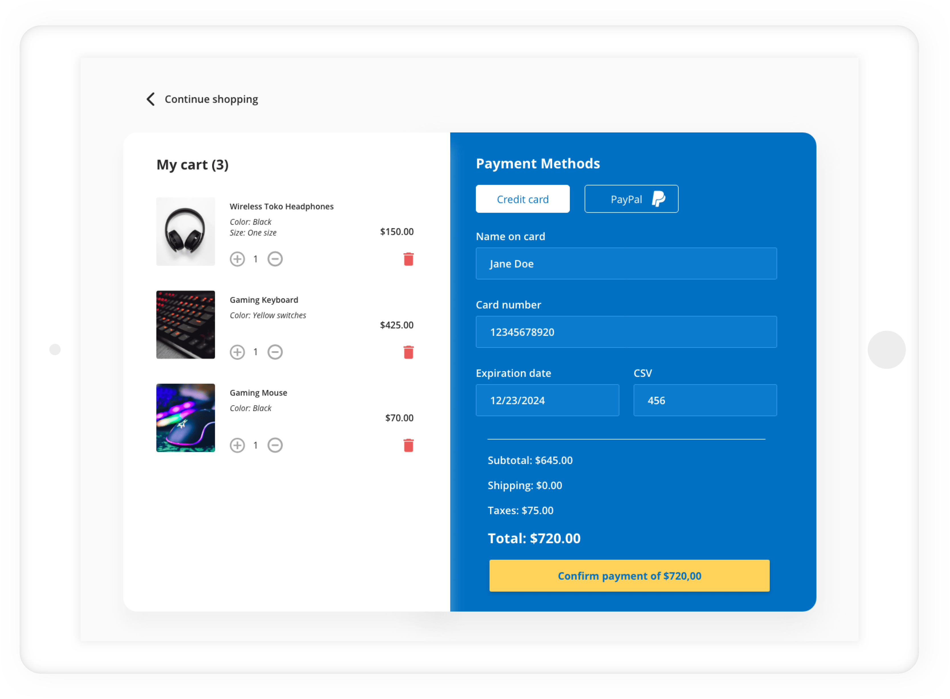 view payment form