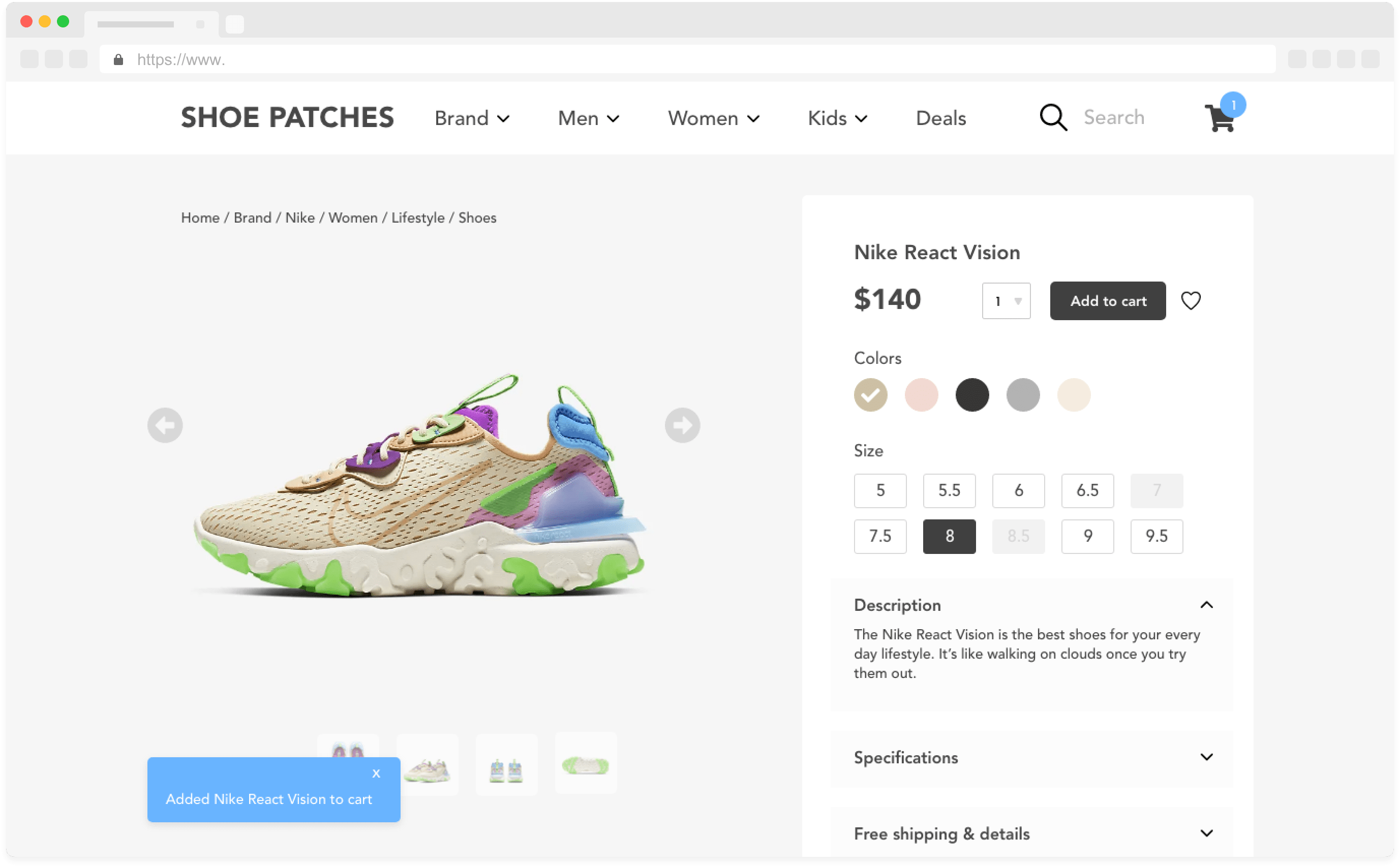 adding to cart