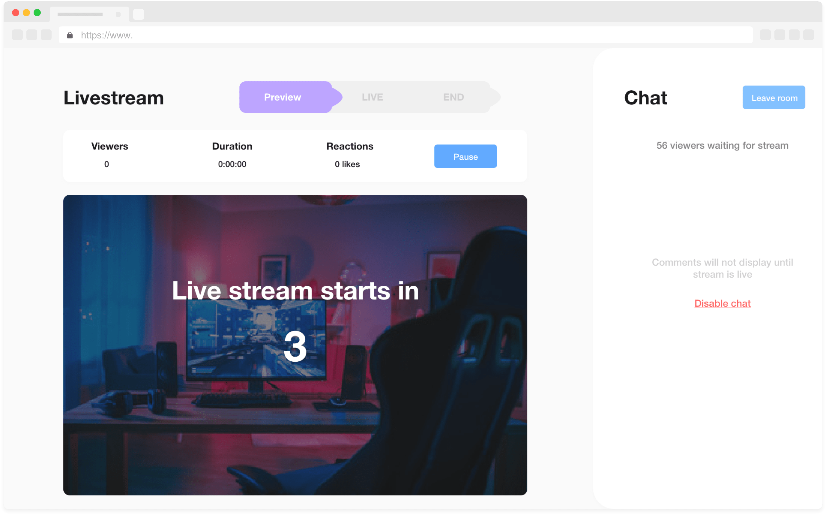 countdown to livestream