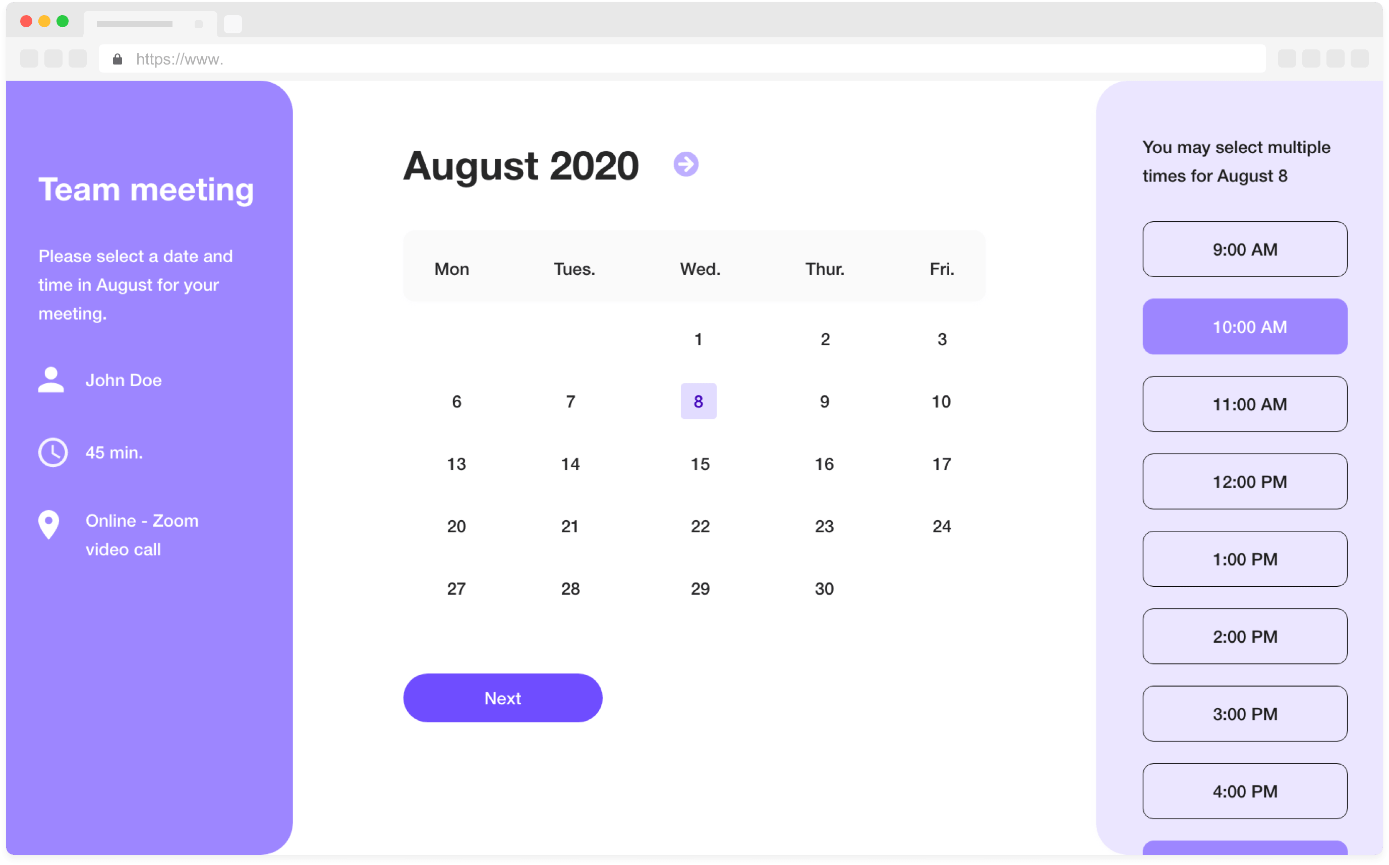 view calendar