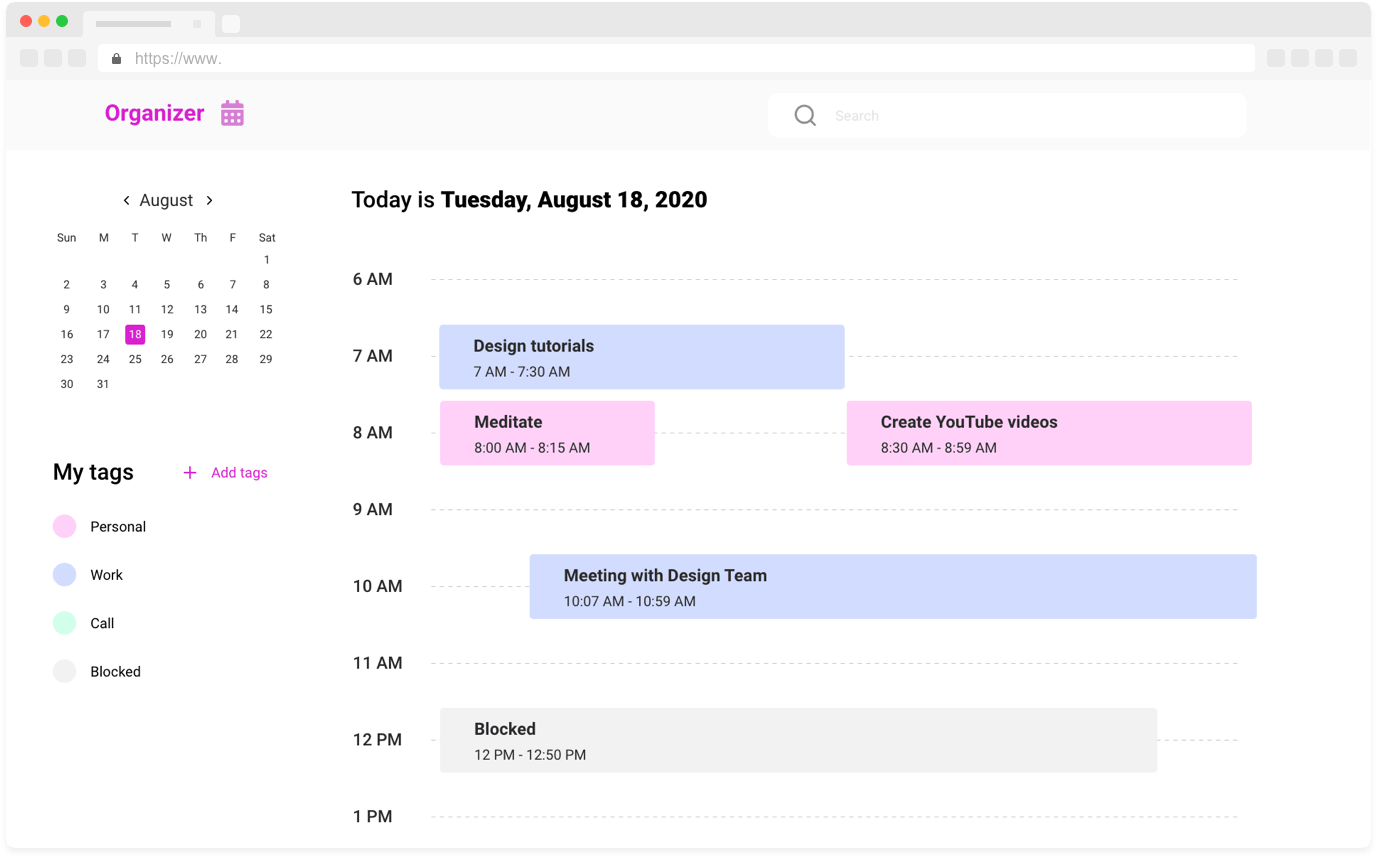 View calendar timeline