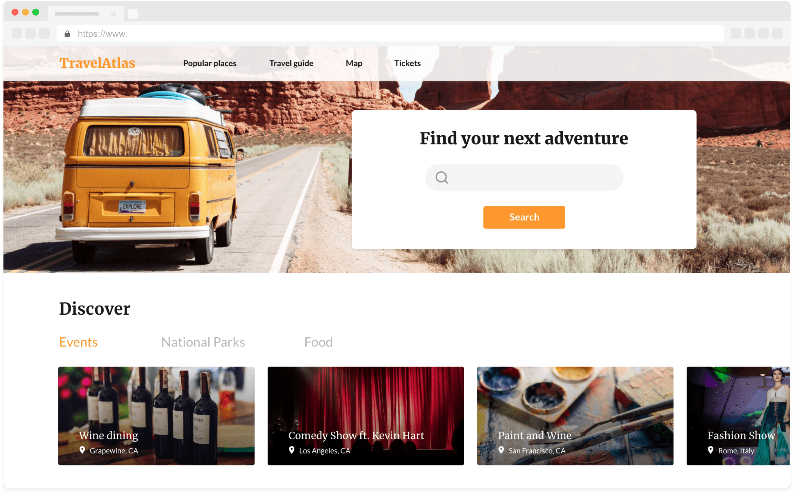 travel landing page